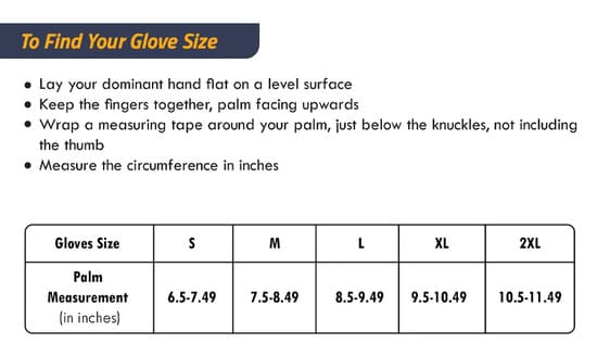 Cramster Flux Waterproof riding gloves Size Chart